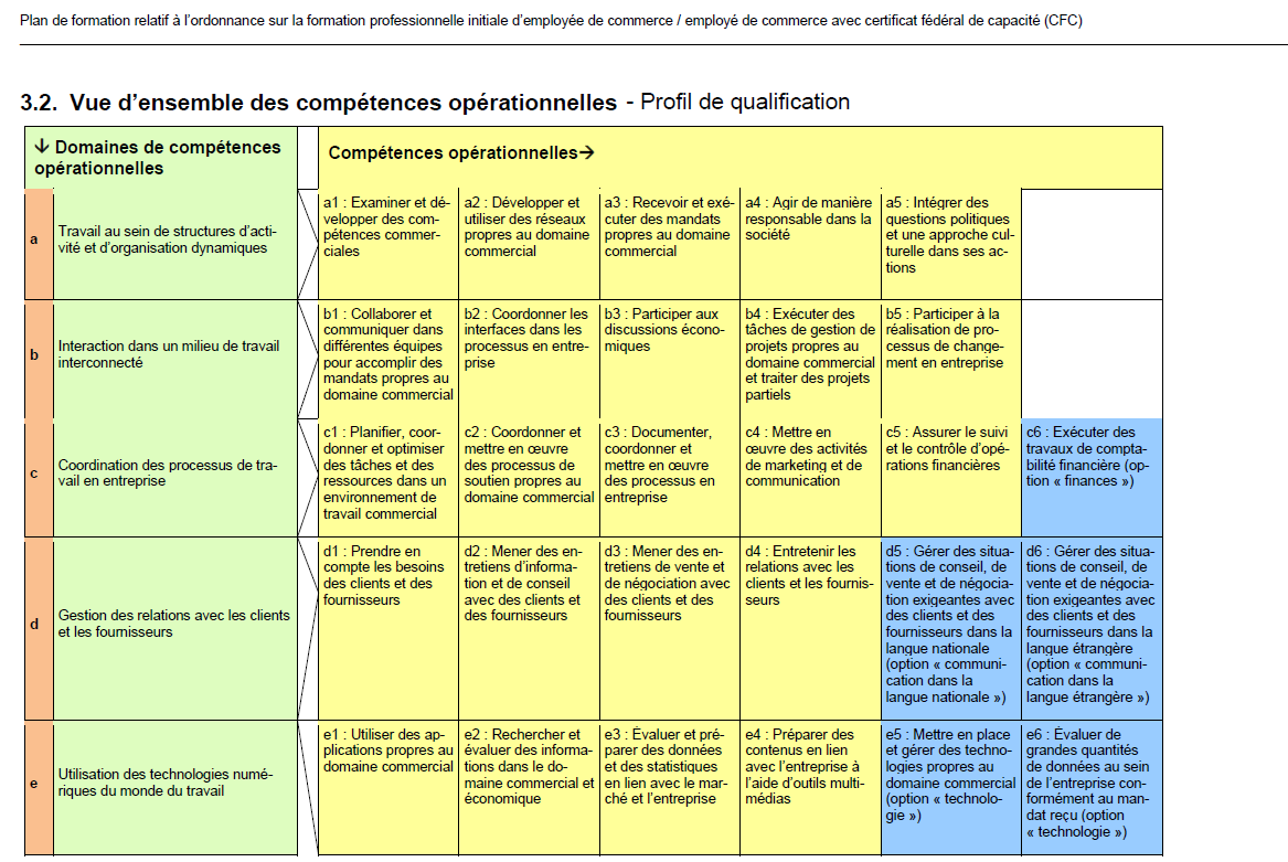 Profil compétences CFC