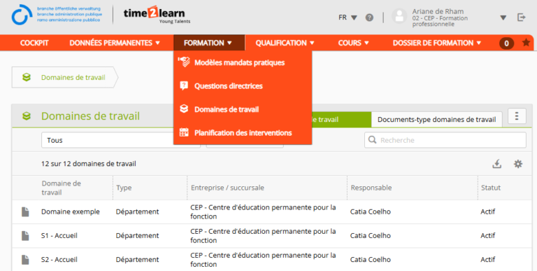 Domaines de travail T2L